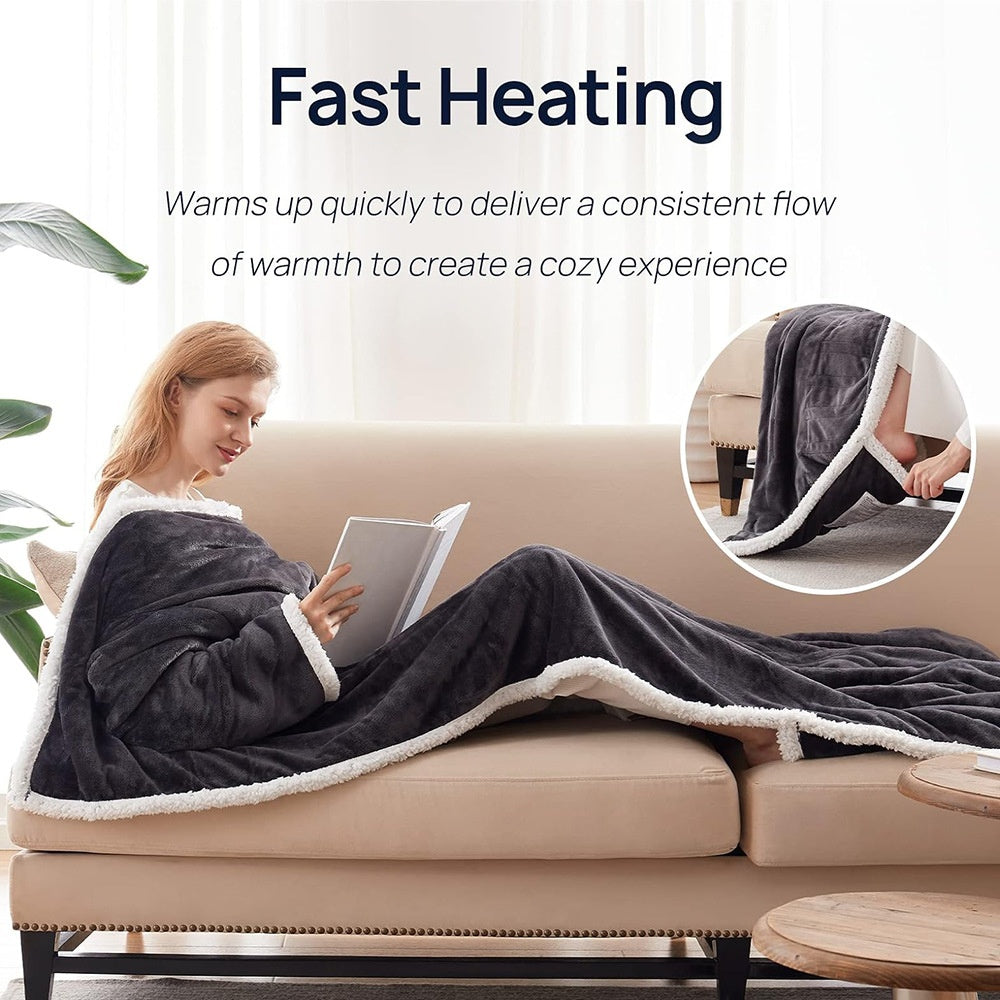 Wearable Electric Heated Blanket with Sleeves