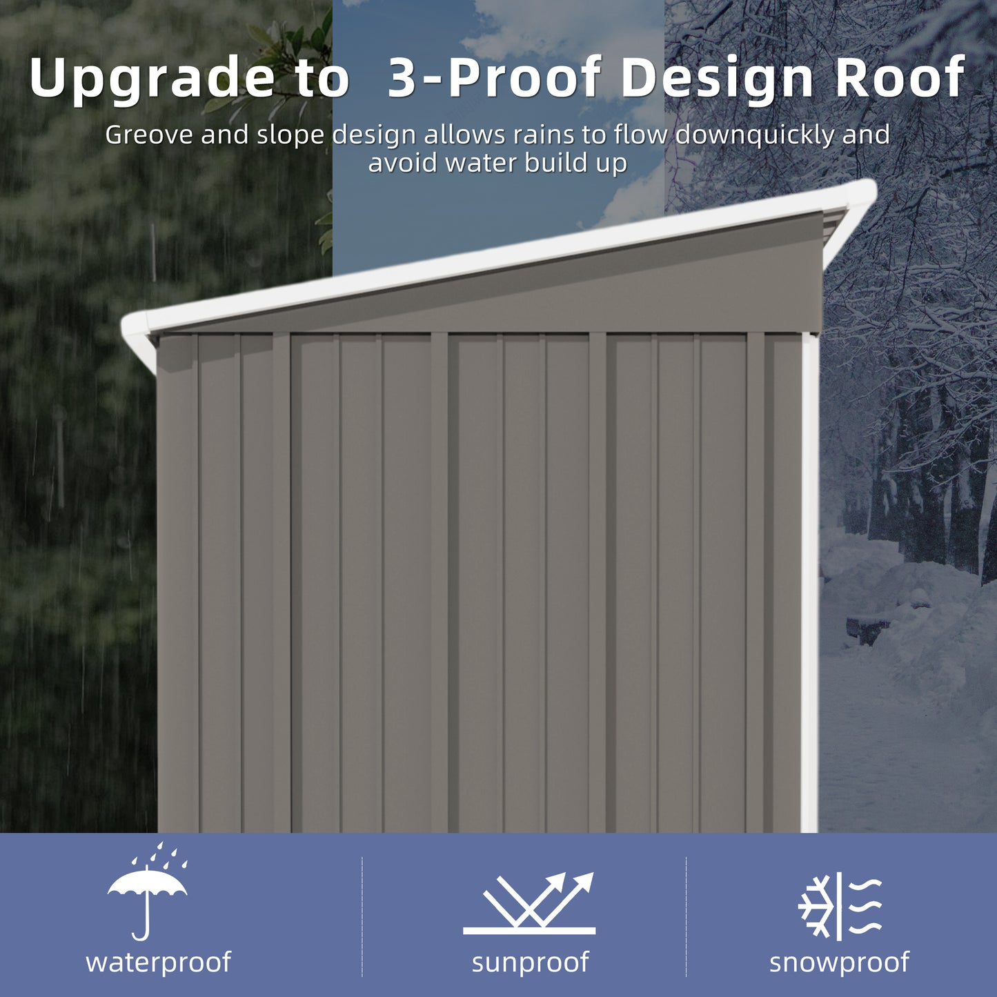 Aurelian 5 x 3 Ft Outdoor Storage Shed – Metal Garden Tool Shed with Sloping Roof & Lockable Door, Grey
