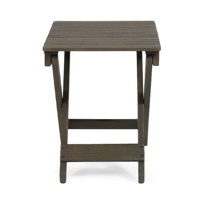 Aurelian Folding Acacia Wood Outdoor Side Table – Gray Slat-Top Patio Accent Table, 22.75"