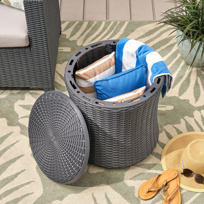 𝗔𝘂𝗿𝗲𝗹𝗶𝗮𝗻 𝗛𝗶𝗱𝗱𝗲𝗻 𝗦𝘁𝗼𝗿𝗮𝗴𝗲 𝗢𝘂𝘁𝗱𝗼𝗼𝗿 𝗦𝗶𝗱𝗲 𝗧𝗮𝗯𝗹𝗲 – 𝗠𝗼𝗱𝗲𝗿𝗻 𝗪𝗲𝗮𝘁𝗵𝗲𝗿-𝗥𝗲𝘀𝗶𝘀𝘁𝗮𝗻𝘁 𝗣𝗮𝘁𝗶𝗼 𝗔𝗰𝗰𝗲𝗻𝘁 𝗧𝗮𝗯𝗹𝗲, 𝗗𝗮𝗿𝗸 𝗚𝗿𝗮𝘆 19.25”