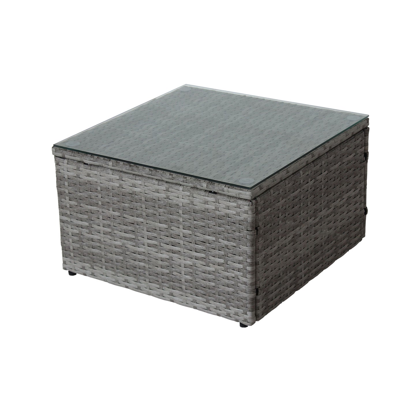 4-Piece Patio Sectional Wicker Rattan Outdoor Furniture Set with Storage Box – Modern Grey Patio Sofa Set