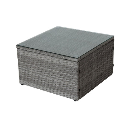 4-Piece Patio Sectional Wicker Rattan Outdoor Furniture Set with Storage Box – Modern Grey Patio Sofa Set