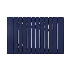 Aurelian Folding Acacia Wood Outdoor Side Table – Navy Blue Slat-Top Patio Accent Table, 22.75"