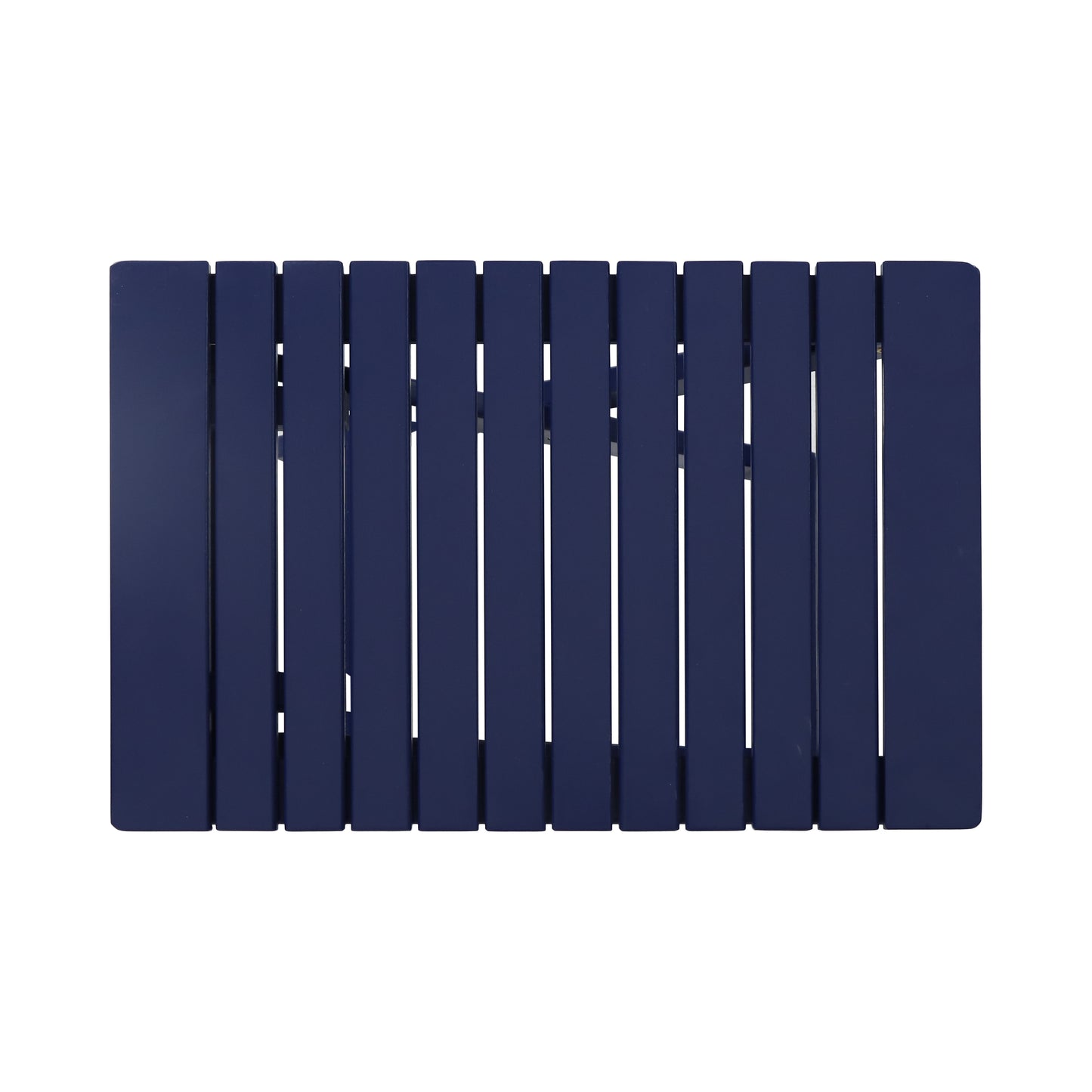 Aurelian Folding Acacia Wood Outdoor Side Table – Navy Blue Slat-Top Patio Accent Table, 22.75"