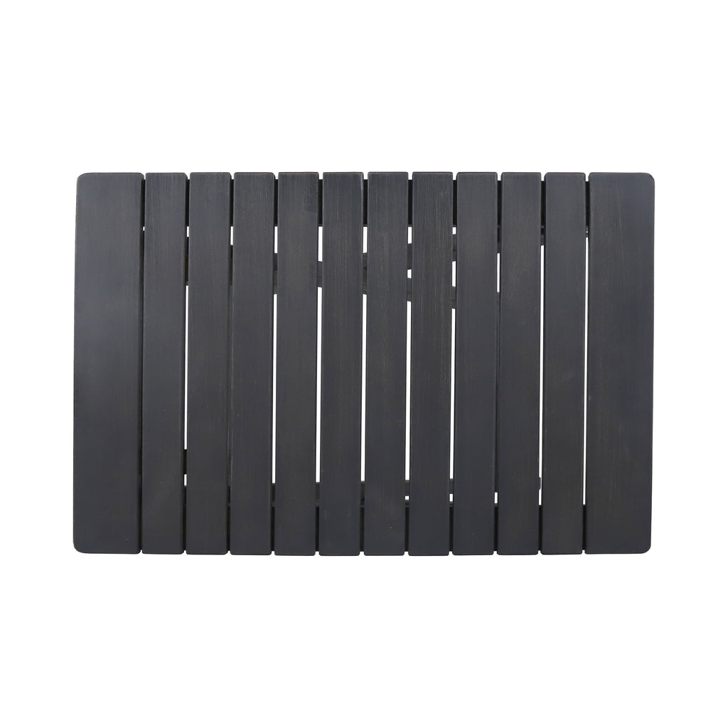 Aureliаn Folding Acacia Wood Outdoor Side Table – Modern Slat-Top Patio Accent Table, Dark Gray 22.75"