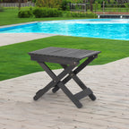 Aureliаn Folding Acacia Wood Outdoor Side Table – Modern Slat-Top Patio Accent Table, Dark Gray 22.75"