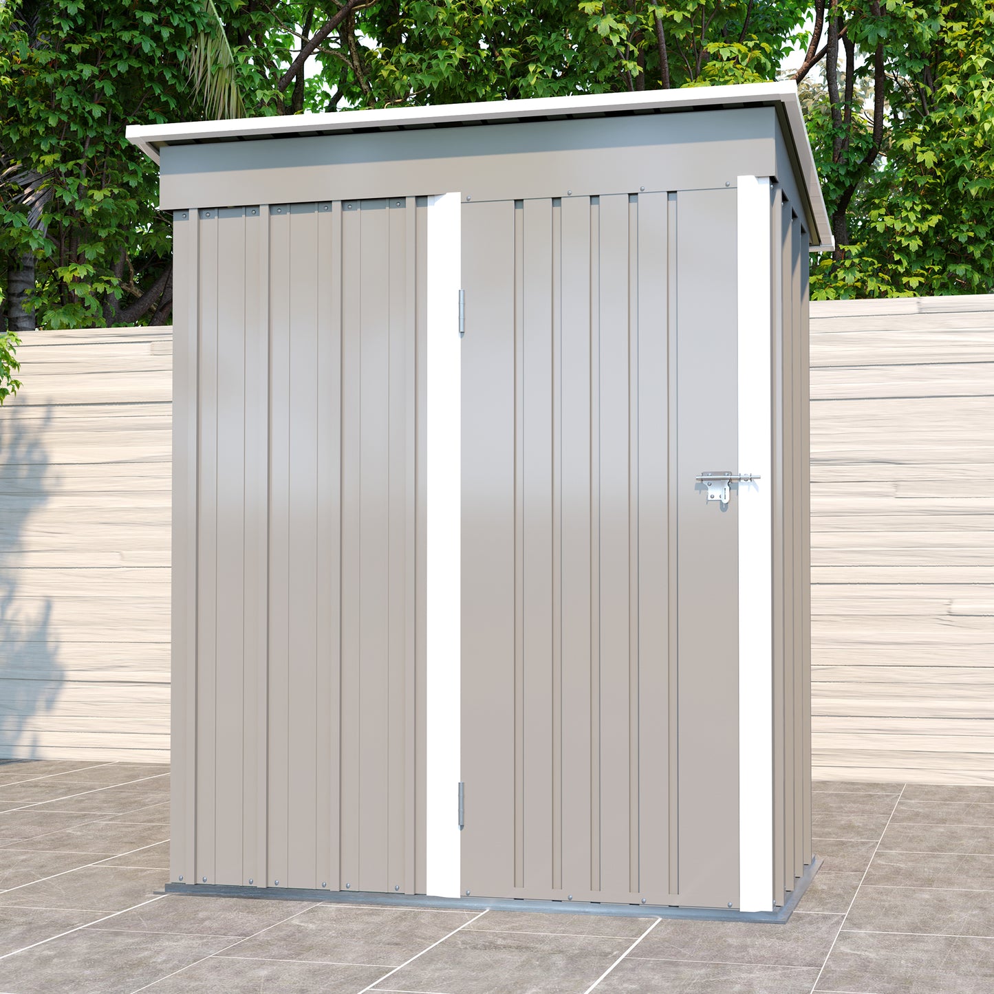 Aurelian 5 x 3 Ft Outdoor Storage Shed – Metal Garden Tool Shed with Sloping Roof & Lockable Door, Grey