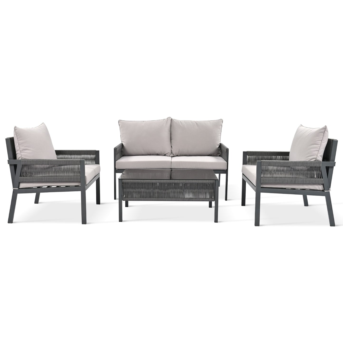 𝗔𝘂𝗿𝗲𝗹𝗶𝗮𝗻 4-𝗣𝗶𝗲𝗰𝗲 𝗥𝗼𝗽𝗲 𝗢𝘂𝘁𝗱𝗼𝗼𝗿 𝗟𝗼𝘂𝗻𝗴𝗲 𝗦𝗲𝘁 – 𝗗𝗲𝗲𝗽 𝗦𝗲𝗮𝘁𝗶𝗻𝗴 𝗣𝗮𝘁𝗶𝗼 𝗙𝘂𝗿𝗻𝗶𝘁𝘂𝗿𝗲 𝘄𝗶𝘁𝗵 𝗧𝗲𝗺𝗽𝗲𝗿𝗲𝗱 𝗚𝗹𝗮𝘀𝘀 𝗧𝗮𝗯𝗹𝗲, 𝗚𝗿𝗲𝘆