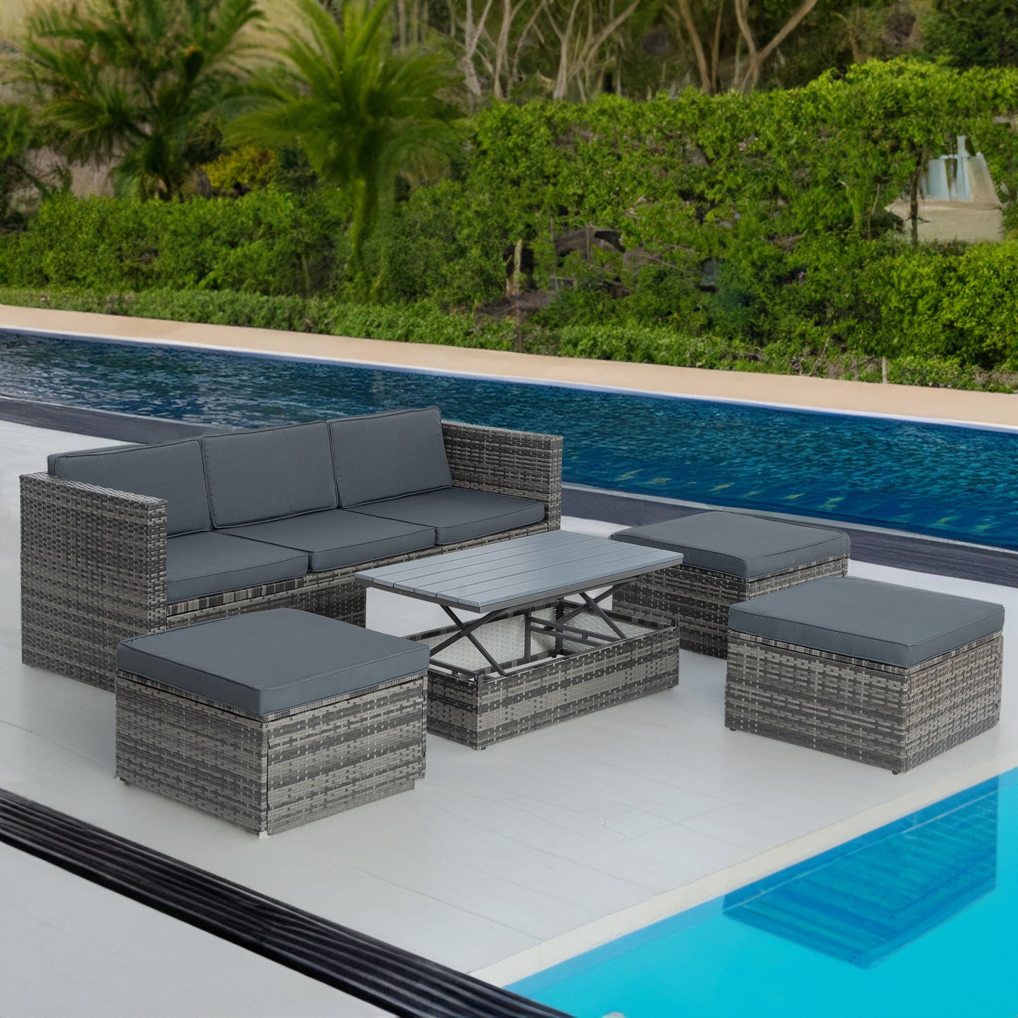 𝗔𝘂𝗿𝗲𝗹𝗶𝗮𝗻 5-𝗣𝗶𝗲𝗰𝗲 𝗢𝘂𝘁𝗱𝗼𝗼𝗿 𝗟𝗼𝘂𝗻𝗴𝗲 𝗦𝗲𝘁 – 𝗠𝗼𝗱𝗲𝗿𝗻 𝗣𝗘 𝗪𝗶𝗰𝗸𝗲𝗿 𝗣𝗮𝘁𝗶𝗼 𝗙𝘂𝗿𝗻𝗶𝘁𝘂𝗿𝗲 𝘄𝗶𝘁𝗵 𝗔𝗱𝗷𝘂𝘀𝘁𝗮𝗯𝗹𝗲 𝗦𝗼𝗳𝗮, 𝗟𝗶𝗳𝘁-𝗧𝗼𝗽 𝗧𝗮𝗯𝗹𝗲 & 𝗢𝘁𝘁𝗼𝗺𝗮𝗻𝘀, 𝗗𝗮𝗿𝗸 𝗚𝗿𝗮𝘆