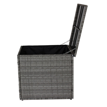 4-Piece Patio Sectional Wicker Rattan Outdoor Furniture Set with Storage Box – Modern Grey Patio Sofa Set