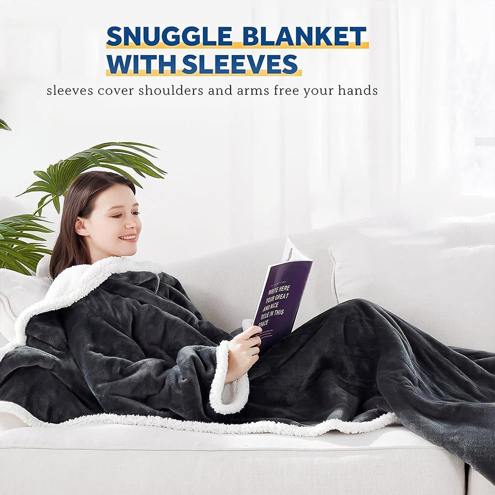 Wearable Electric Heated Blanket with Sleeves