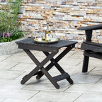 Aureliаn Folding Acacia Wood Outdoor Side Table – Modern Slat-Top Patio Accent Table, Dark Gray 22.75"