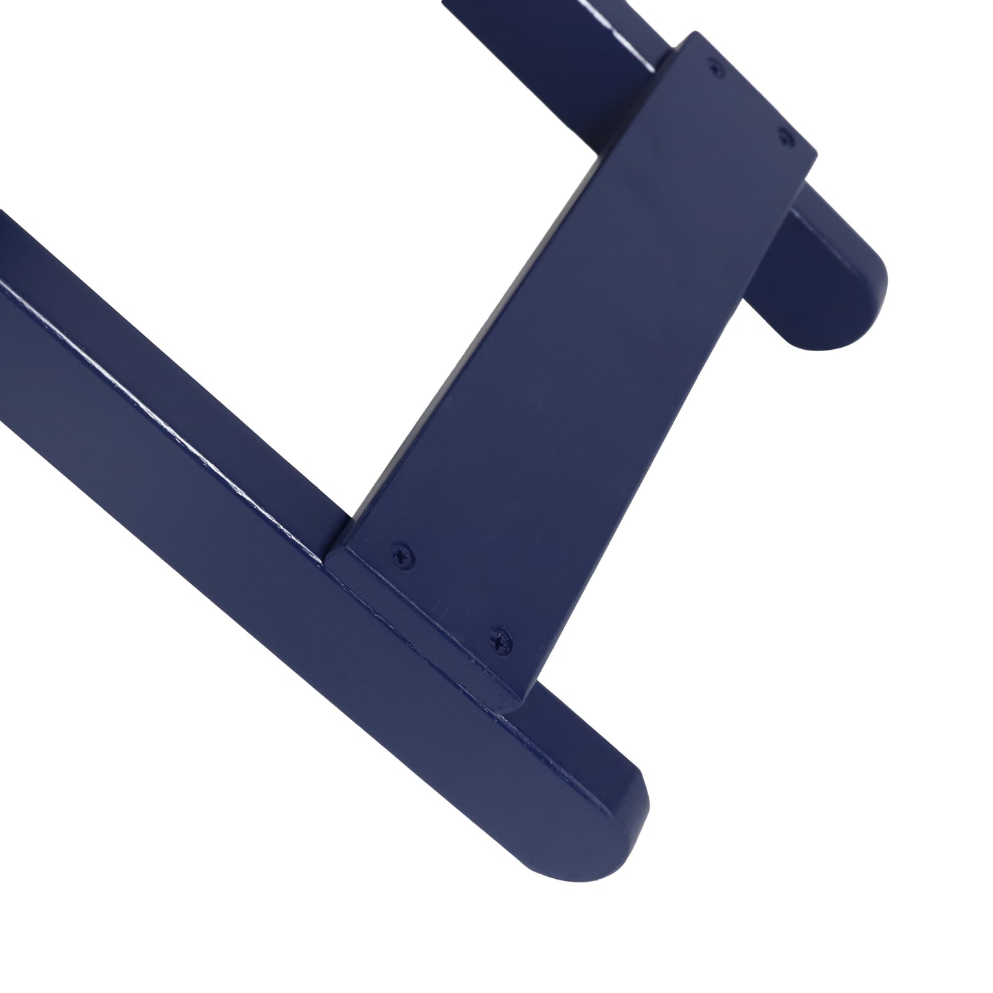 Aurelian Folding Acacia Wood Outdoor Side Table – Navy Blue Slat-Top Patio Accent Table, 22.75"