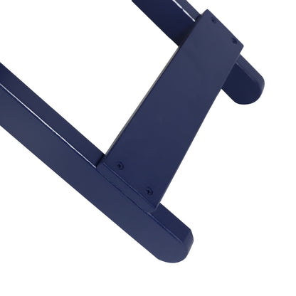 Aurelian Folding Acacia Wood Outdoor Side Table – Navy Blue Slat-Top Patio Accent Table, 22.75"