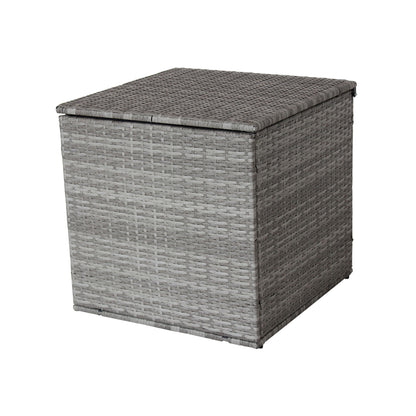 4-Piece Patio Sectional Wicker Rattan Outdoor Furniture Set with Storage Box – Modern Grey Patio Sofa Set