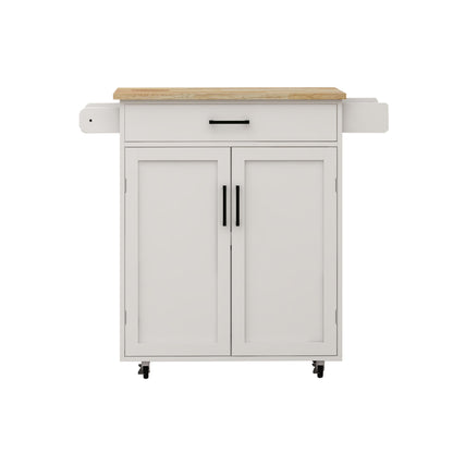 Kitchen island rolling trolley cart with 1 drawer & 2 doors with storage racks & Adjustable Shelves & towel rack