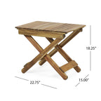 Aurelian Folding Acacia Wood Outdoor Side Table – Natural Slat-Top Patio Accent Table, 22.75