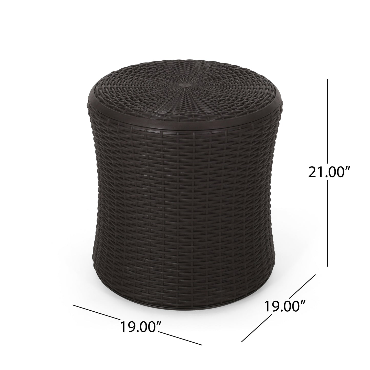 𝗔𝘂𝗿𝗲𝗹𝗶𝗮𝗻 𝗢𝘂𝘁𝗱𝗼𝗼𝗿 𝗦𝗶𝗱𝗲 𝗧𝗮𝗯𝗹𝗲 – 𝗪𝗲𝗮𝘁𝗵𝗲𝗿-𝗥𝗲𝘀𝗶𝘀𝘁𝗮𝗻𝘁 𝗣𝗮𝘁𝗶𝗼 𝗔𝗰𝗰𝗲𝗻𝘁 𝗧𝗮𝗯𝗹𝗲, 𝗗𝗮𝗿𝗸 𝗕𝗿𝗼𝘄𝗻 19.25” 𝘄𝗶𝘁𝗵 𝗠𝗶𝗻𝗶𝗺𝗮𝗹𝗶𝘀𝘁 𝗗𝗲𝘀𝗶𝗴𝗻