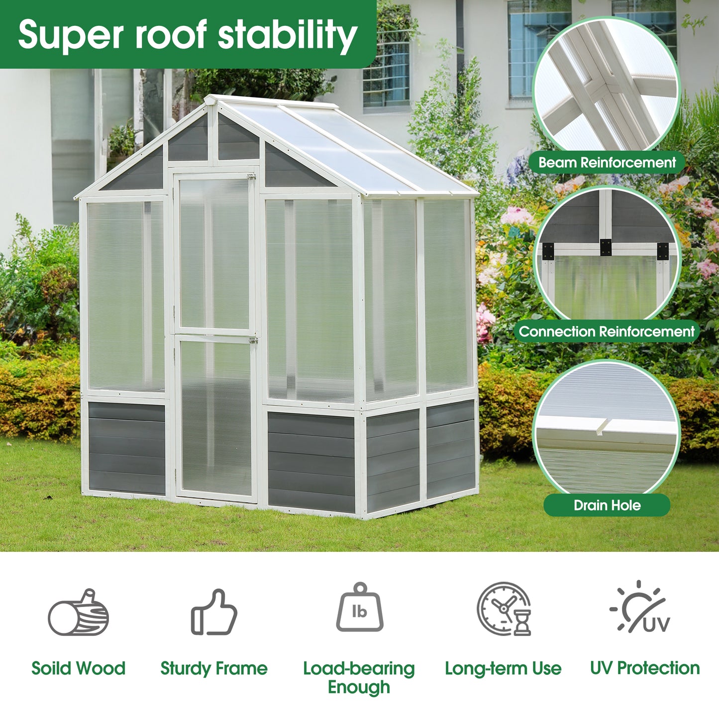 𝗔𝘂𝗿𝗲𝗹𝗶𝗮𝗻 𝗪𝗮𝗹𝗸-𝗜𝗻 𝗢𝘂𝘁𝗱𝗼𝗼𝗿 𝗚𝗿𝗲𝗲𝗻𝗵𝗼𝘂𝘀𝗲 76'' 𝘅 48'' 𝘅 86'' – 𝗣𝗼𝗹𝘆𝗰𝗮𝗿𝗯𝗼𝗻𝗮𝘁𝗲 𝗚𝗮𝗿𝗱𝗲𝗻 𝗚𝗿𝗲𝗲𝗻𝗵𝗼𝘂𝘀𝗲 𝘄𝗶𝘁𝗵 𝗪𝗼𝗼𝗱 𝗙𝗿𝗮𝗺𝗲 & 𝗟𝗼𝗰𝗸𝗮𝗯𝗹𝗲 𝗗𝗼𝗼𝗿