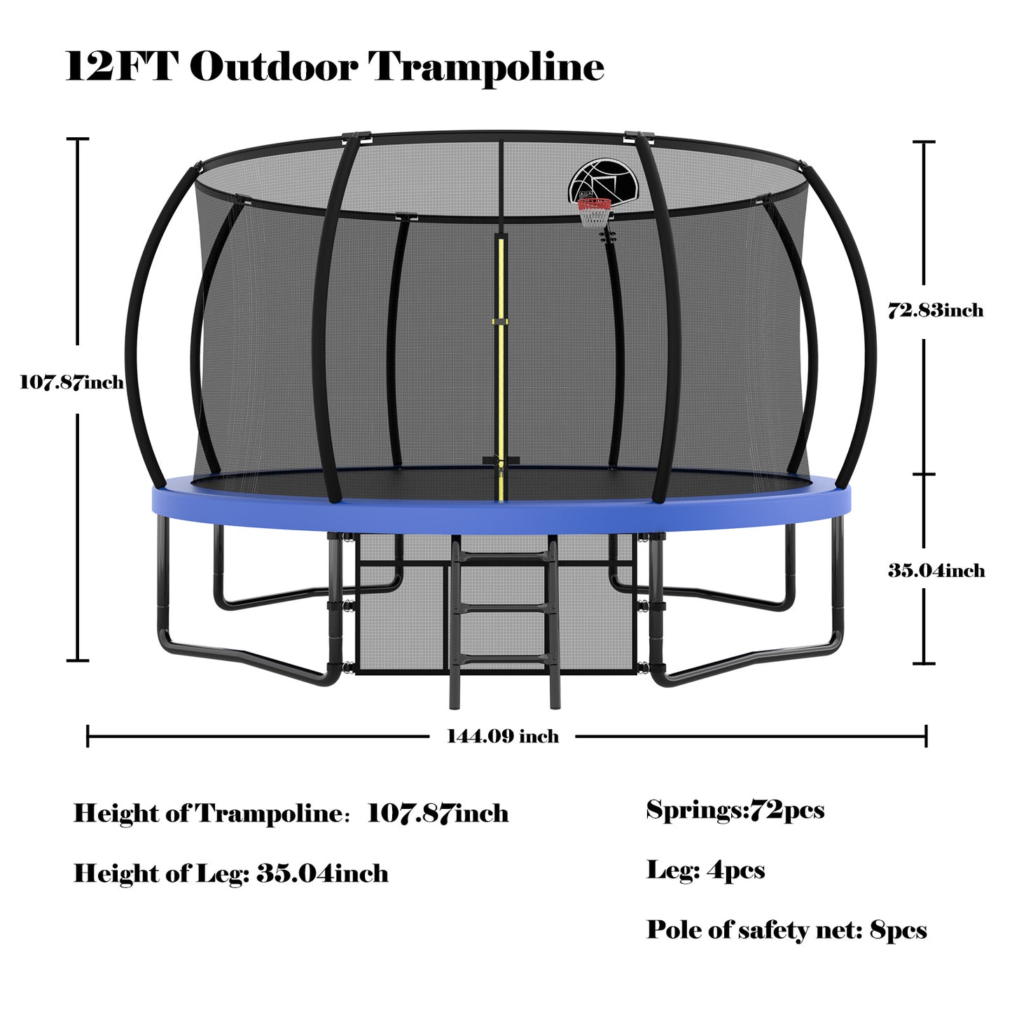 Venture 12FT Family Trampoline & Basketball Set - Blue