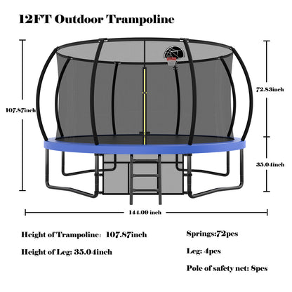 Venture 12FT Family Trampoline & Basketball Set - Blue