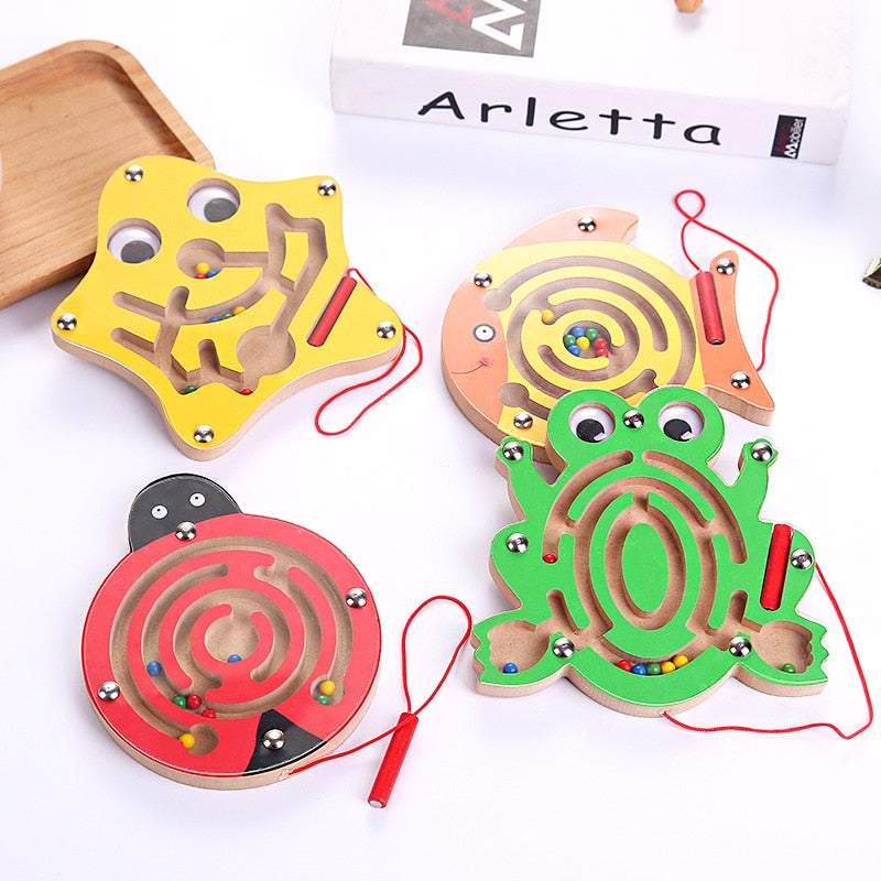 Montessori Toys Educational Wooden Toy for Children Early Learning Magnetic Maze Puzzle Labyrinth Brain Teaser Game educativo