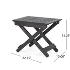 Aureliаn Folding Acacia Wood Outdoor Side Table – Modern Slat-Top Patio Accent Table, Dark Gray 22.75"