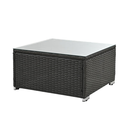 𝗔𝘂𝗿𝗲𝗹𝗶𝗮𝗻 7-𝗣𝗶𝗲𝗰𝗲 𝗠𝗼𝗱𝘂𝗹𝗮𝗿 𝗢𝘂𝘁𝗱𝗼𝗼𝗿 𝗟𝗼𝘂𝗻𝗴𝗲 𝗦𝗲𝘁 – 𝗣𝗘 𝗪𝗶𝗰𝗸𝗲𝗿 𝗣𝗮𝘁𝗶𝗼 𝗙𝘂𝗿𝗻𝗶𝘁𝘂𝗿𝗲 𝘄𝗶𝘁𝗵 𝗧𝗲𝗺𝗽𝗲𝗿𝗲𝗱 𝗚𝗹𝗮𝘀𝘀 𝗧𝗮𝗯𝗹𝗲, 𝗗𝗮𝗿𝗸 𝗚𝗿𝗮𝘆