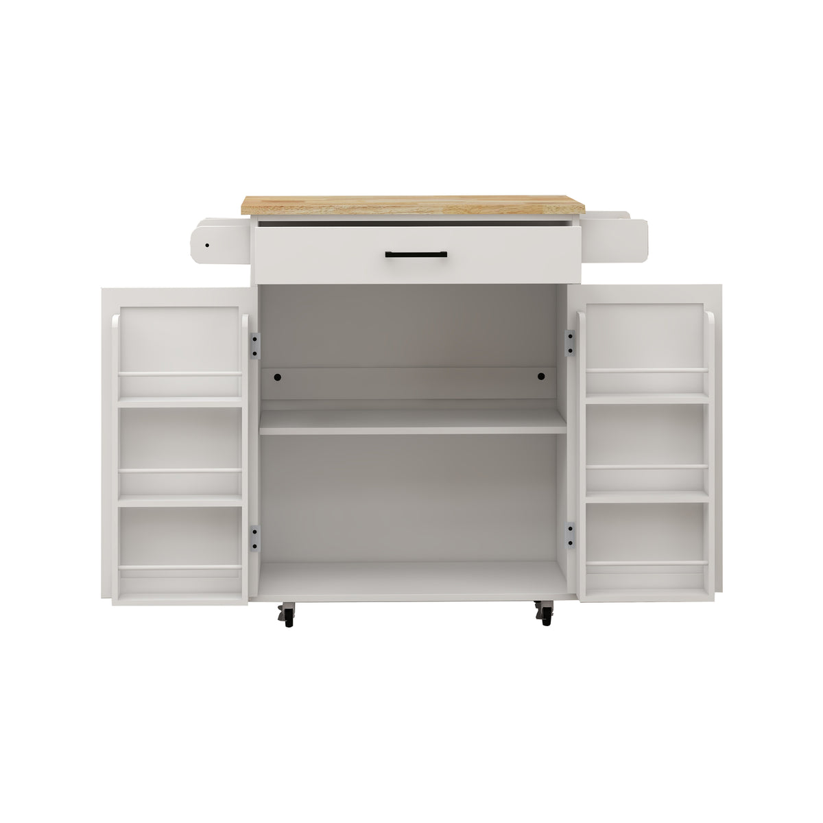 Kitchen island rolling trolley cart with 1 drawer & 2 doors with storage racks & Adjustable Shelves & towel rack