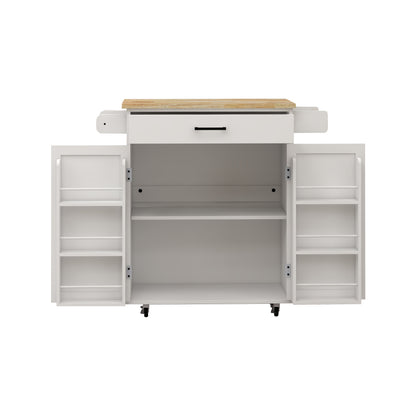 Kitchen island rolling trolley cart with 1 drawer & 2 doors with storage racks & Adjustable Shelves & towel rack
