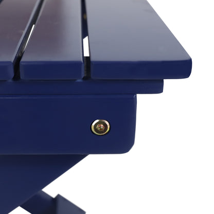 Aurelian Folding Acacia Wood Outdoor Side Table – Navy Blue Slat-Top Patio Accent Table, 22.75"
