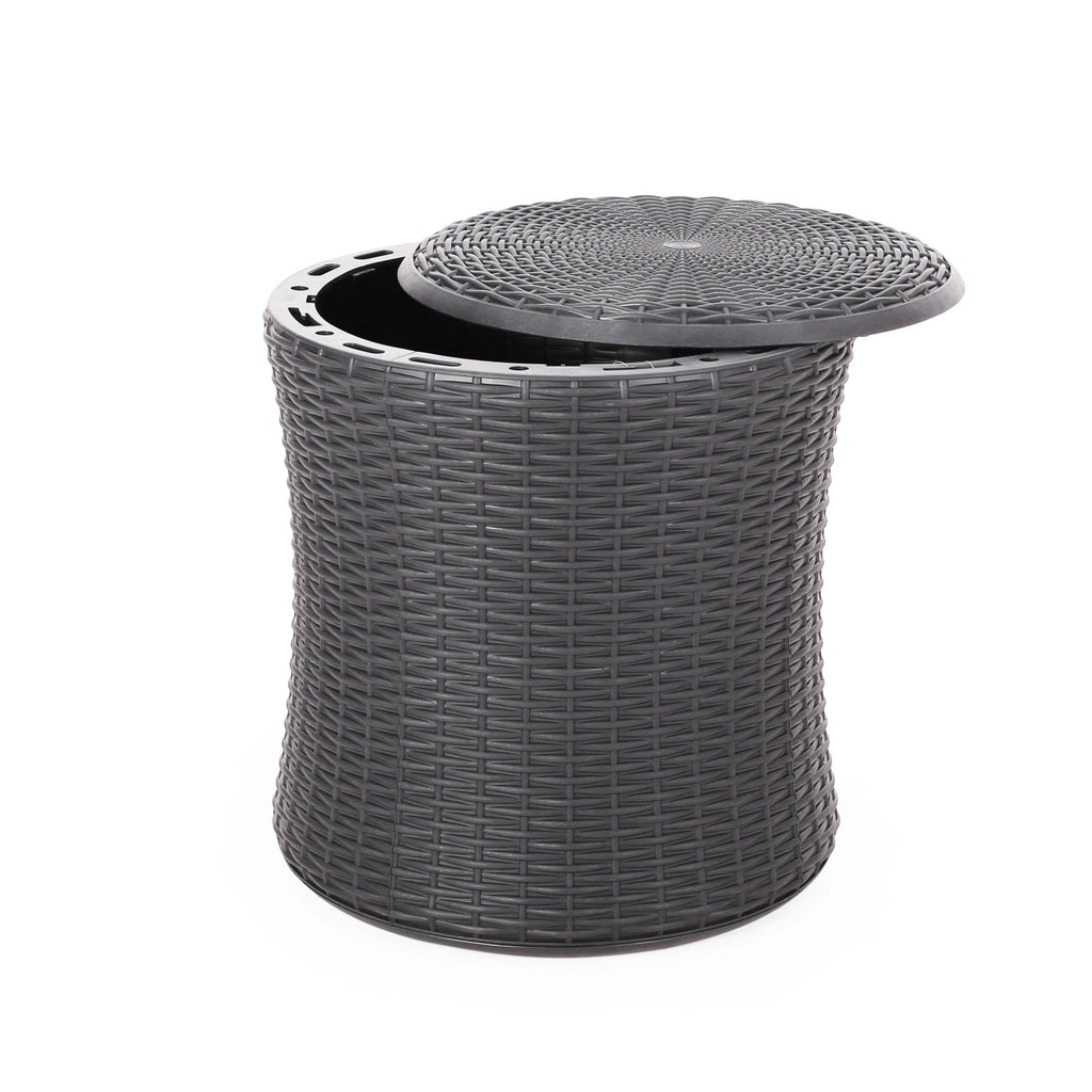 𝗔𝘂𝗿𝗲𝗹𝗶𝗮𝗻 𝗛𝗶𝗱𝗱𝗲𝗻 𝗦𝘁𝗼𝗿𝗮𝗴𝗲 𝗢𝘂𝘁𝗱𝗼𝗼𝗿 𝗦𝗶𝗱𝗲 𝗧𝗮𝗯𝗹𝗲 – 𝗠𝗼𝗱𝗲𝗿𝗻 𝗪𝗲𝗮𝘁𝗵𝗲𝗿-𝗥𝗲𝘀𝗶𝘀𝘁𝗮𝗻𝘁 𝗣𝗮𝘁𝗶𝗼 𝗔𝗰𝗰𝗲𝗻𝘁 𝗧𝗮𝗯𝗹𝗲, 𝗗𝗮𝗿𝗸 𝗚𝗿𝗮𝘆 19.25”