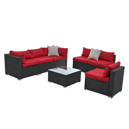 𝗔𝘂𝗿𝗲𝗹𝗶𝗮𝗻 7-𝗣𝗶𝗲𝗰𝗲 𝗠𝗼𝗱𝘂𝗹𝗮𝗿 𝗢𝘂𝘁𝗱𝗼𝗼𝗿 𝗟𝗼𝘂𝗻𝗴𝗲 𝗦𝗲𝘁 – 𝗣𝗘 𝗪𝗶𝗰𝗸𝗲𝗿 𝗣𝗮𝘁𝗶𝗼 𝗙𝘂𝗿𝗻𝗶𝘁𝘂𝗿𝗲 𝘄𝗶𝘁𝗵 𝗧𝗲𝗺𝗽𝗲𝗿𝗲𝗱 𝗚𝗹𝗮𝘀𝘀 𝗧𝗮𝗯𝗹𝗲, 𝗗𝗮𝗿𝗸 𝗚𝗿𝗮𝘆