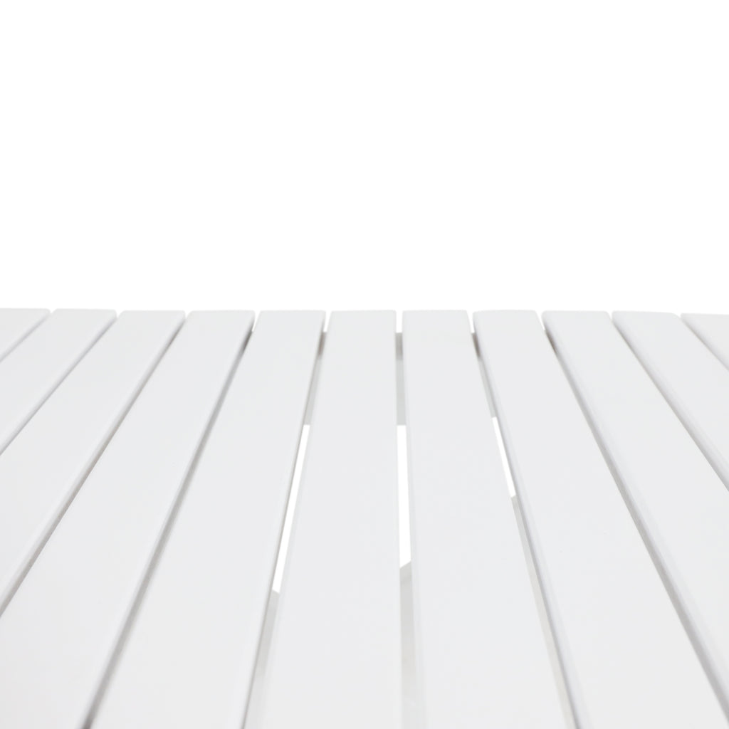 Aurelian Folding Acacia Wood Outdoor Side Table – White Slat-Top Patio Accent Table, 22.75"