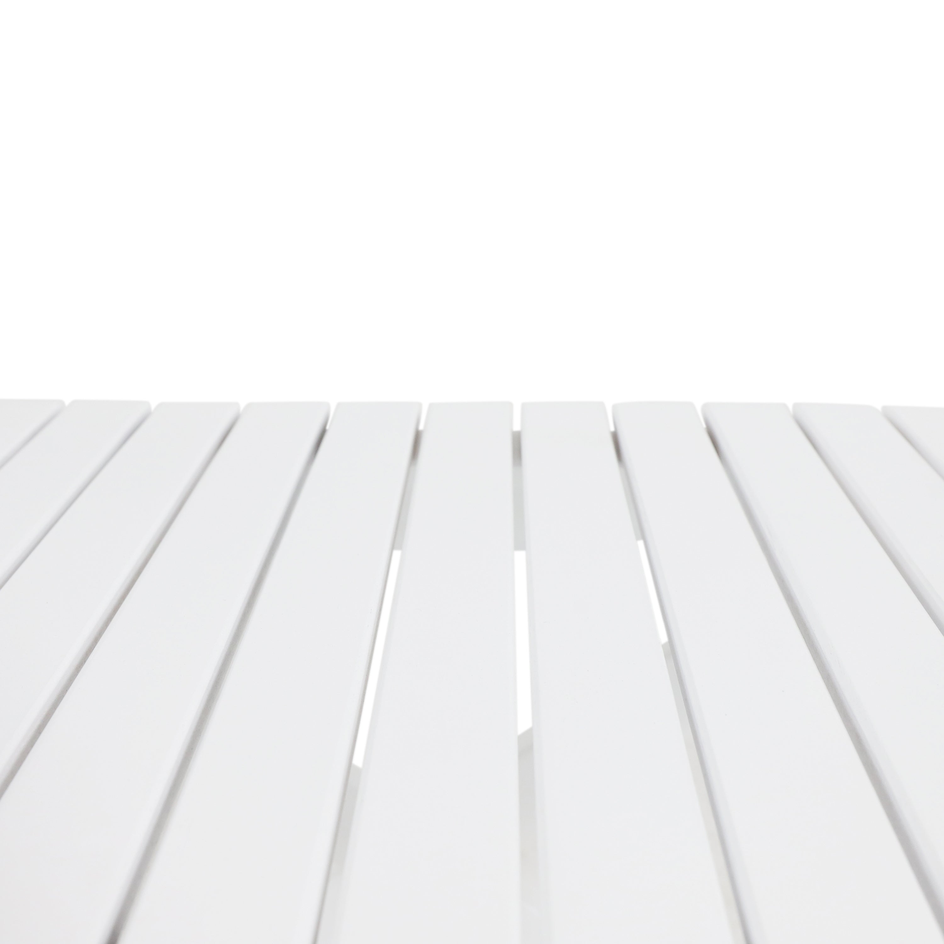 Aurelian Folding Acacia Wood Outdoor Side Table – White Slat-Top Patio Accent Table, 22.75"