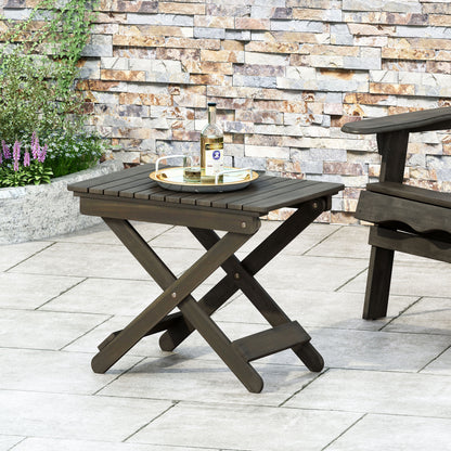Aurelian Folding Acacia Wood Outdoor Side Table – Gray Slat-Top Patio Accent Table, 22.75"