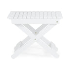 Aurelian Folding Acacia Wood Outdoor Side Table – White Slat-Top Patio Accent Table, 22.75"
