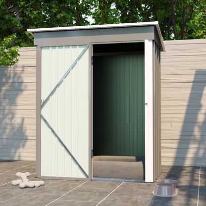 Aurelian 5 x 3 Ft Outdoor Storage Shed – Metal Garden Tool Shed with Sloping Roof & Lockable Door, Grey