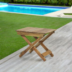 Aurelian Folding Acacia Wood Outdoor Side Table – Natural Slat-Top Patio Accent Table, 22.75
