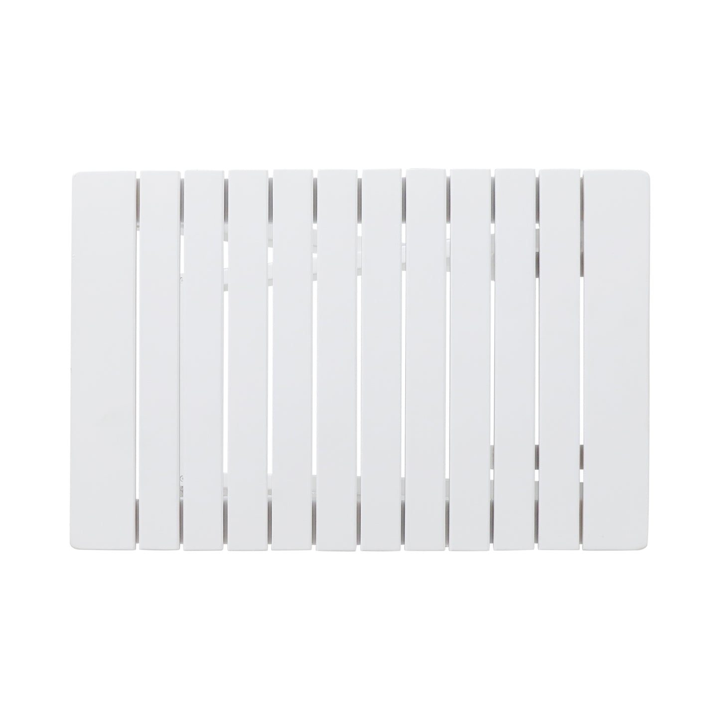 Aurelian Folding Acacia Wood Outdoor Side Table – White Slat-Top Patio Accent Table, 22.75"
