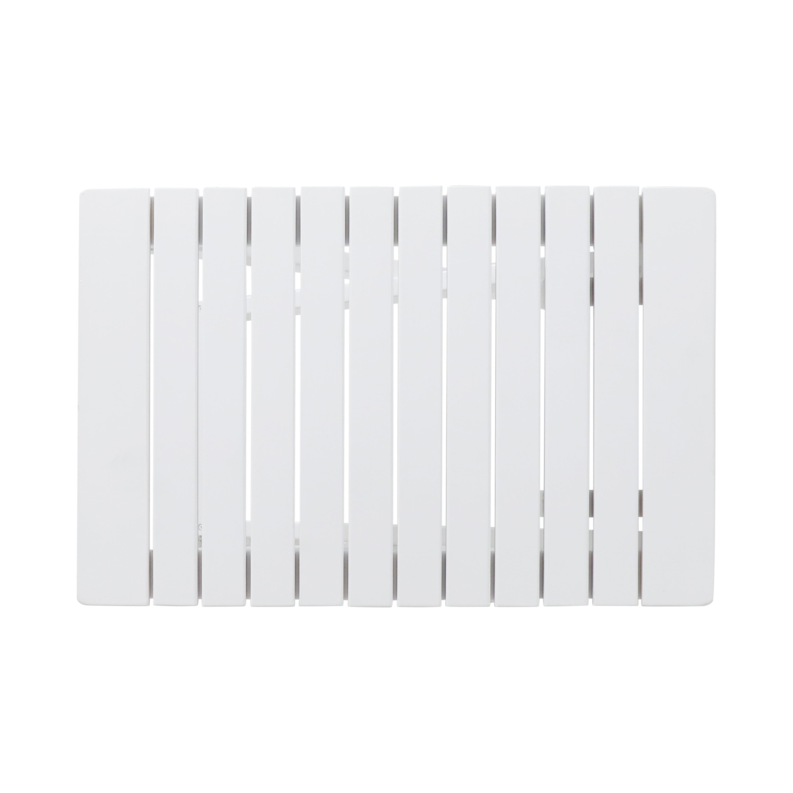 Aurelian Folding Acacia Wood Outdoor Side Table – White Slat-Top Patio Accent Table, 22.75"