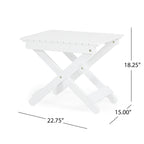 Aurelian Folding Acacia Wood Outdoor Side Table – White Slat-Top Patio Accent Table, 22.75"