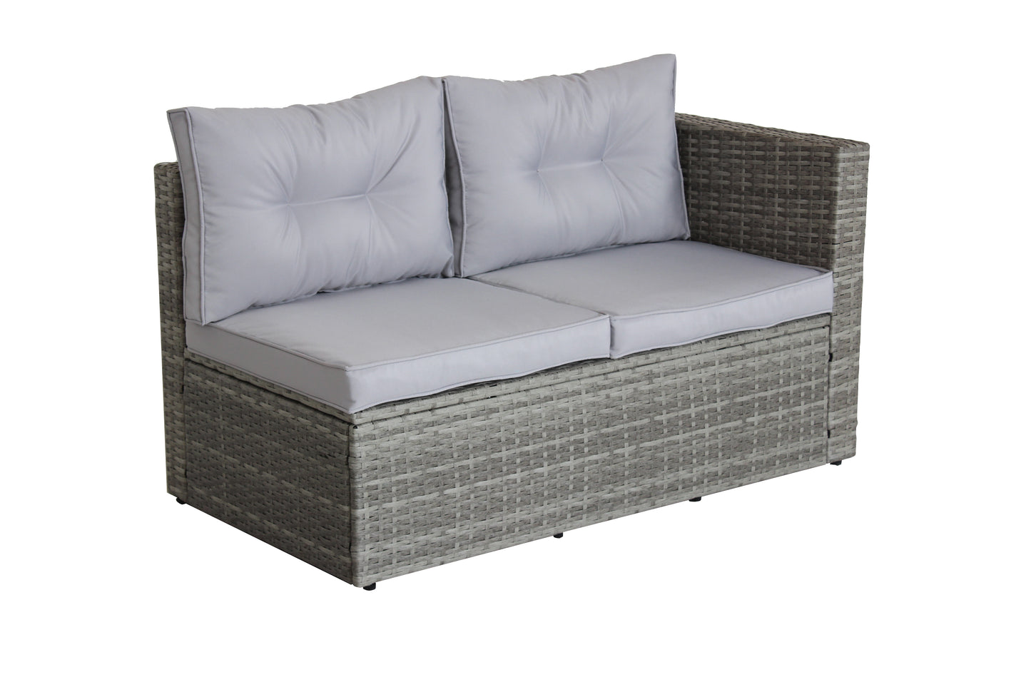 4-Piece Patio Sectional Wicker Rattan Outdoor Furniture Set with Storage Box – Modern Grey Patio Sofa Set