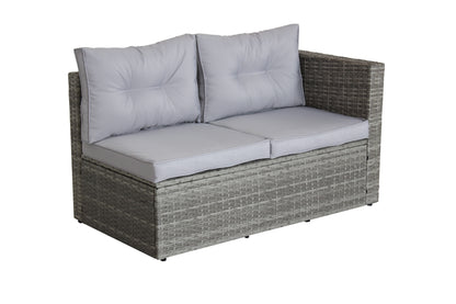 4-Piece Patio Sectional Wicker Rattan Outdoor Furniture Set with Storage Box – Modern Grey Patio Sofa Set