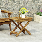 Aurelian Folding Acacia Wood Outdoor Side Table – Natural Slat-Top Patio Accent Table, 22.75