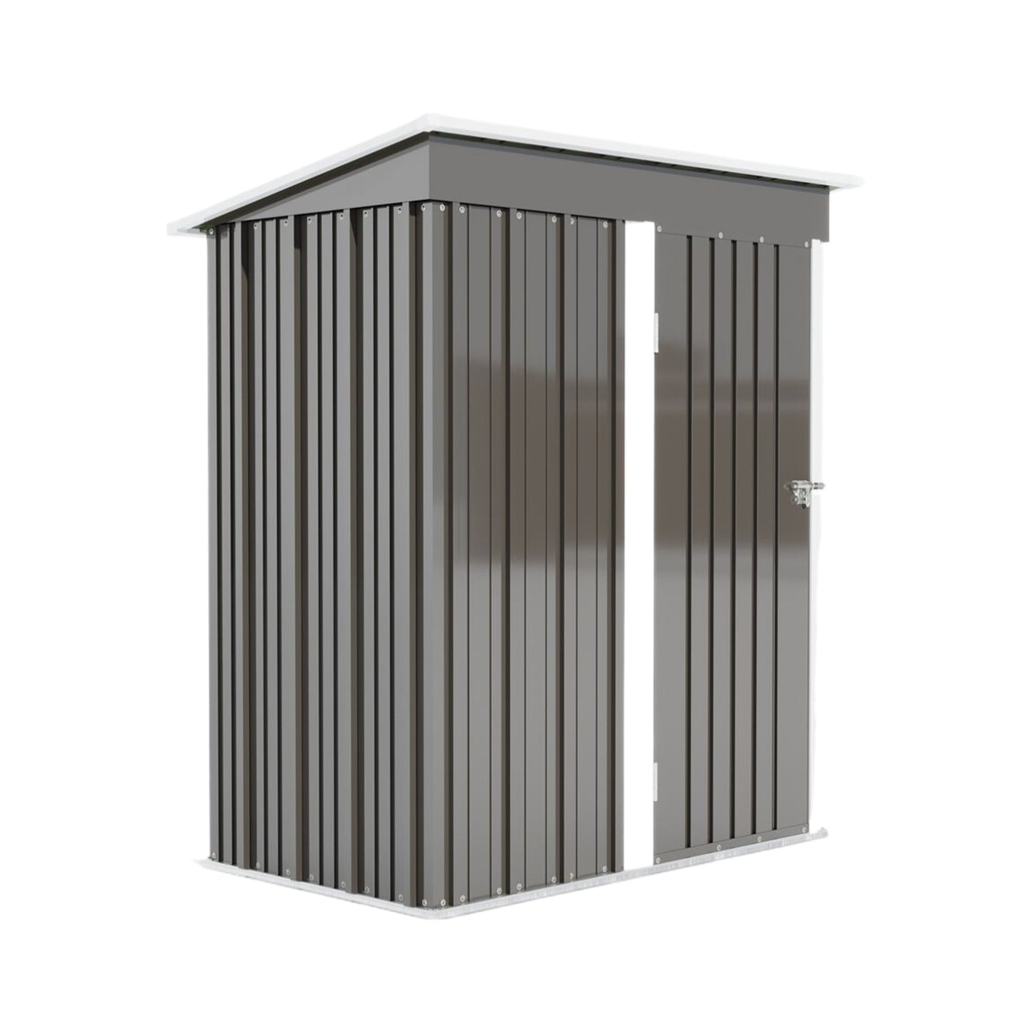 Aurelian 5 x 3 Ft Outdoor Storage Shed – Metal Garden Tool Shed with Sloping Roof & Lockable Door, Grey