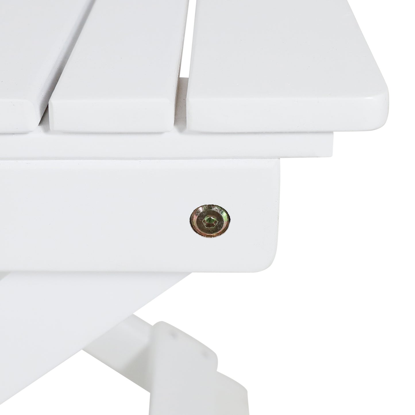 Aurelian Folding Acacia Wood Outdoor Side Table – White Slat-Top Patio Accent Table, 22.75"