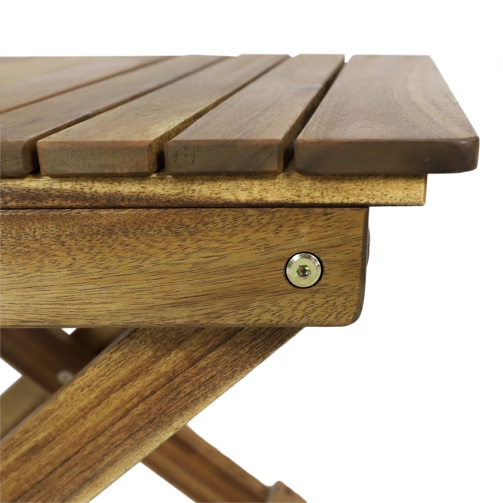 Aurelian Folding Acacia Wood Outdoor Side Table – Natural Slat-Top Patio Accent Table, 22.75