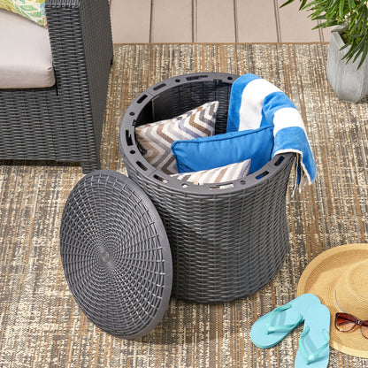 𝗔𝘂𝗿𝗲𝗹𝗶𝗮𝗻 𝗛𝗶𝗱𝗱𝗲𝗻 𝗦𝘁𝗼𝗿𝗮𝗴𝗲 𝗢𝘂𝘁𝗱𝗼𝗼𝗿 𝗦𝗶𝗱𝗲 𝗧𝗮𝗯𝗹𝗲 – 𝗠𝗼𝗱𝗲𝗿𝗻 𝗪𝗲𝗮𝘁𝗵𝗲𝗿-𝗥𝗲𝘀𝗶𝘀𝘁𝗮𝗻𝘁 𝗣𝗮𝘁𝗶𝗼 𝗔𝗰𝗰𝗲𝗻𝘁 𝗧𝗮𝗯𝗹𝗲, 𝗗𝗮𝗿𝗸 𝗚𝗿𝗮𝘆 19.25”