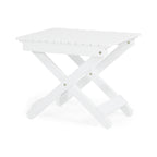 Aurelian Folding Acacia Wood Outdoor Side Table – White Slat-Top Patio Accent Table, 22.75"